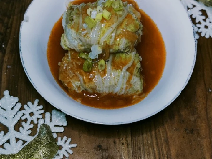 Langkah Gampang Menyiapkan Resep Sawi gulung isi ayam yang Sempurna Anti Ribet, Bisa Manjain Lidah