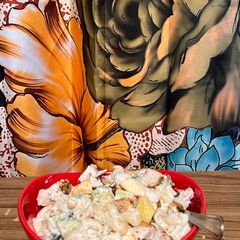 A picture of Pasta fruit salad.