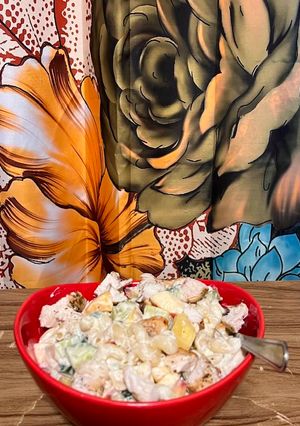 A picture of Pasta fruit salad.