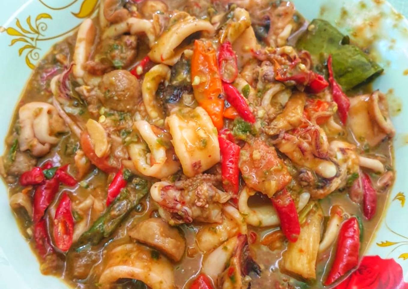 Cumi bakso rica sambal ijo ulek