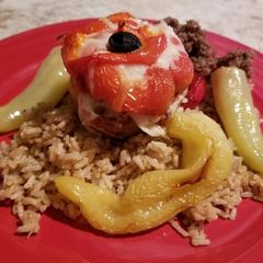 A picture of Mutton Stuffed peppers.