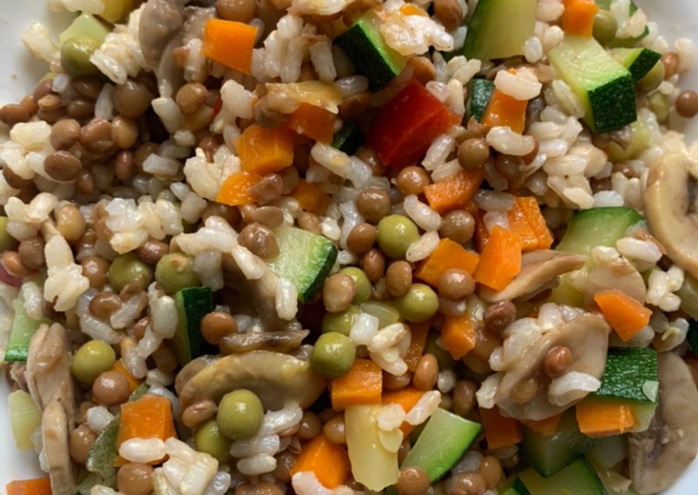 Arroz con lentejas y verduras