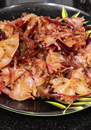 A picture of Farfalle pasta homestyle.