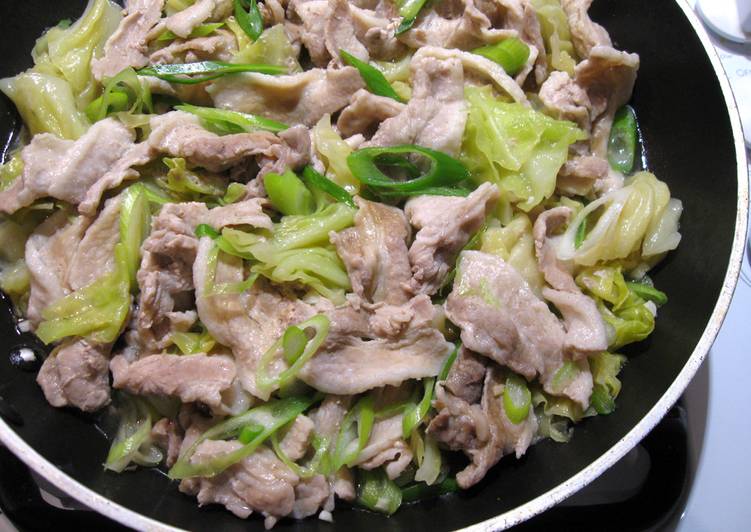 Recipe of Perfect Steam-Fried Pork Belly &amp; Cabbage