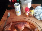 Muslos de pollo asados  a la cerveza
