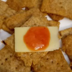 A picture of Homemade cheddar crackers. Baked in Airfryer.😋😋.