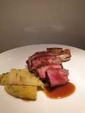 Eye fillet steak with herb butter potatoes and veggies