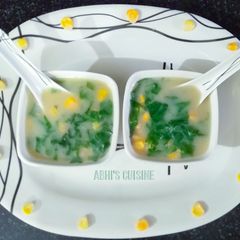 Spinach and corn soup A picture of Spinach and corn soup.