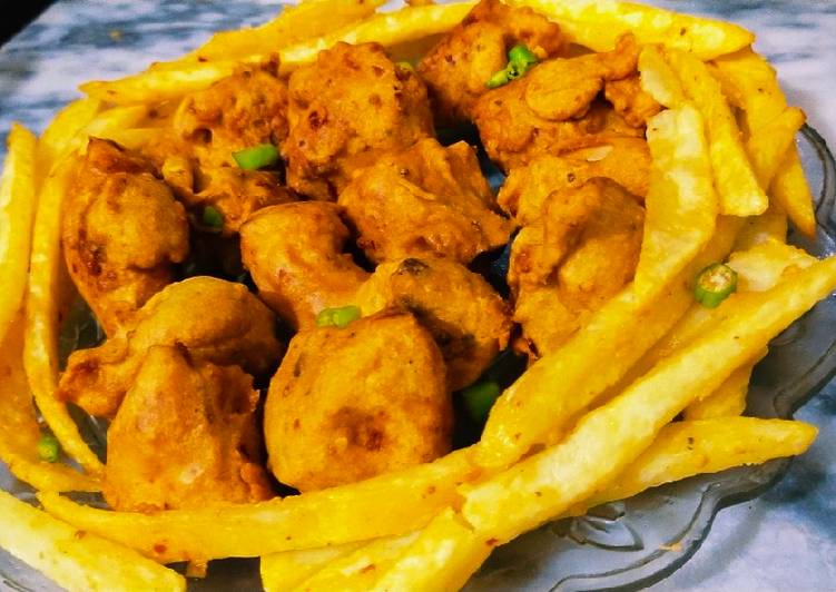 Steps to Make Quick Chicken pakora with french fries 🍗🍟