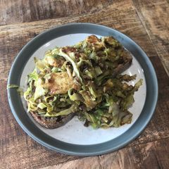 A picture of Shredded Cabbage and Halloumi Open Sandwich.