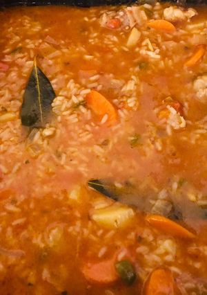 Una foto de Guiso dé arroz con costilla de novillo