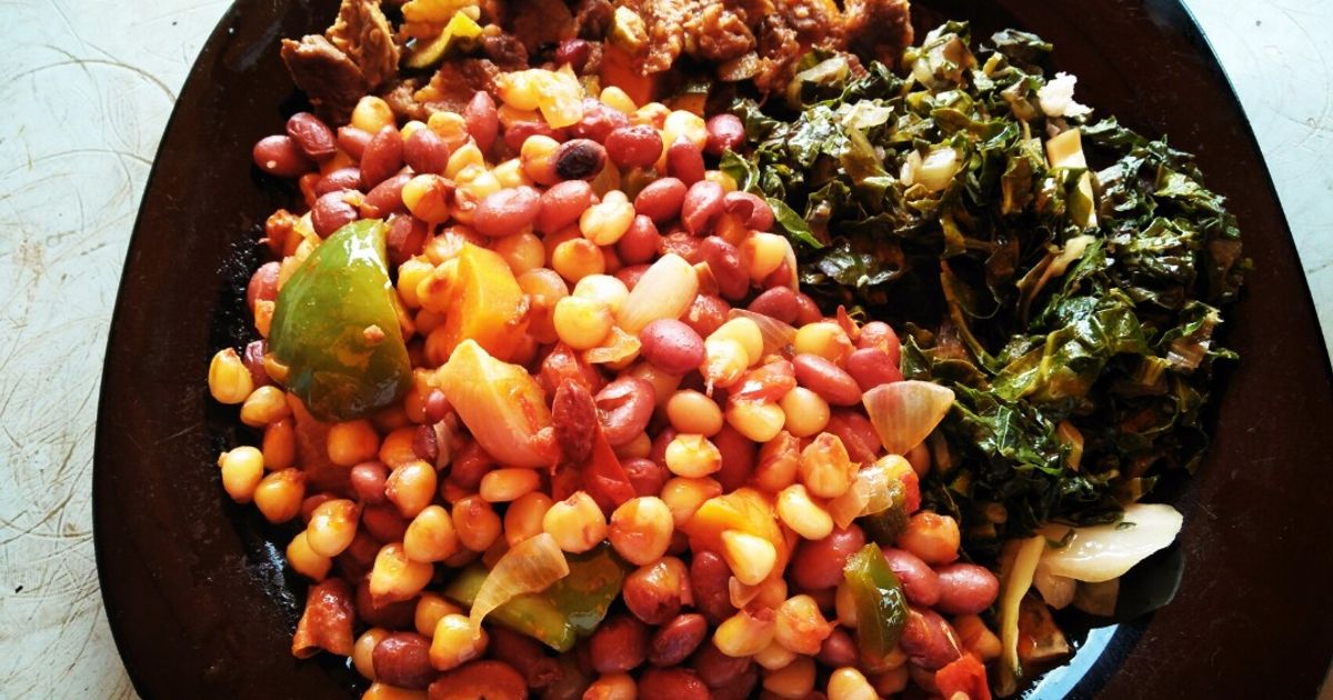 Stewed Githeri With Beef And Greens Recipe By Freddy Cookpad
