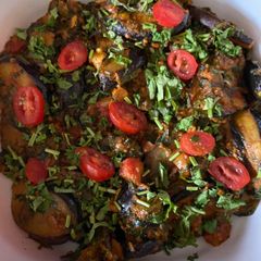 Aubergine and fenugreek curry A picture of Aubergine and fenugreek curry.