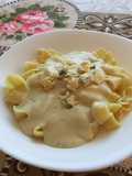 Pappardelle casero con salsa de roquefort