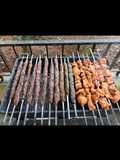 Kofta and Shish Kebab Grilled over Charcoal