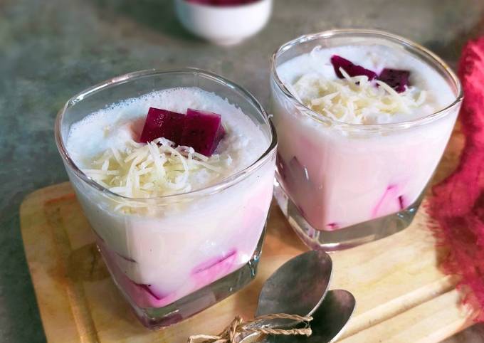 Cara membuat Cheesy Milk Dragon Fruit Pudding Cara membuat Cheesy Milk Dragon Fruit Pudding