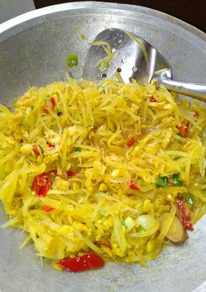 Foto resep Tumis pepaya muda+tempe bumbu kuning pedas