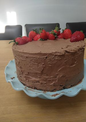A picture of The Best Chocolate Cake With Chocolate Buttercream.