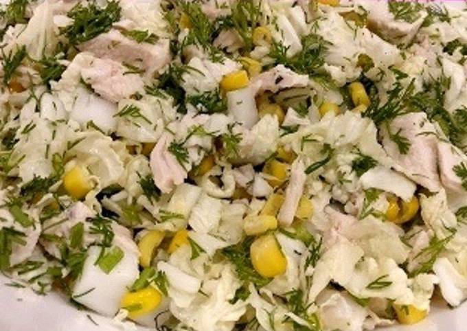 Салат из курицы, кукурузы и капусты - Вкусный дом - пошаговые рецепты с фото