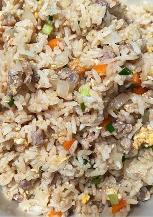 A picture of Fried Rice with Ground Pork and Egg.
