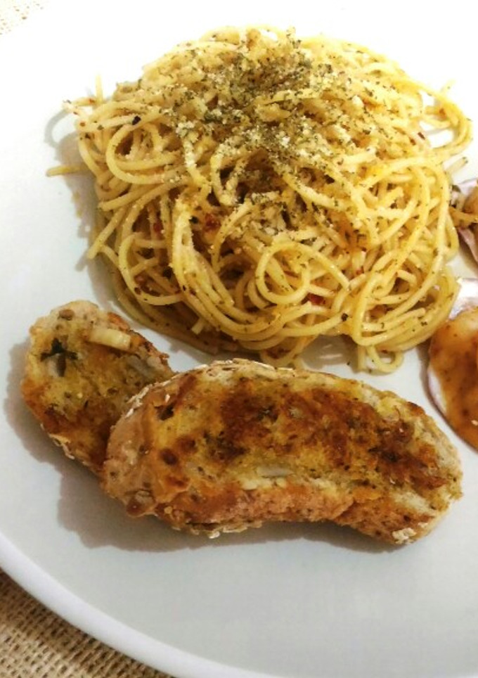 Foto resep 2 seasons scallop aglio e olio spaghetti