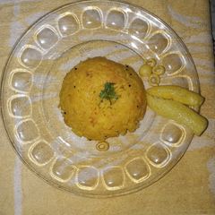 A picture of Gujarati toordal khichdi.