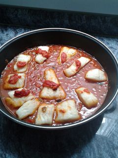 Una foto de Bacalao a la riojana