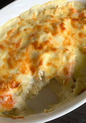 A picture of Crab Cream Pasta Bake.