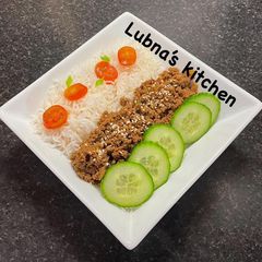 A picture of Korean Ground Beef and Rice Bowl:.