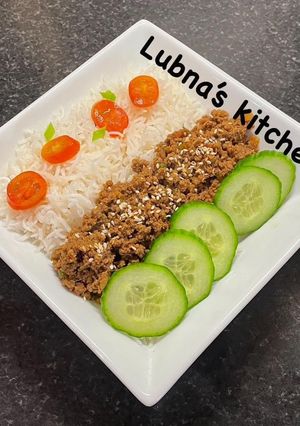 A picture of Korean Ground Beef and Rice Bowl:.