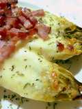 Endivias gratinadas con panceta y mozzarella