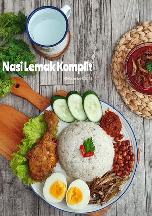 Foto resep Nasi Lemak Komplit (rice cooker)