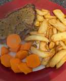 Medium Sirloin Steak and homemade peppercorn sauce