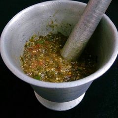 A picture of Smoked Brinjal & Dry Fish Chutney.
