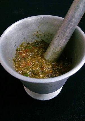 A picture of Smoked Brinjal & Dry Fish Chutney.