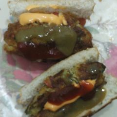 A picture of Veg sheekh kabab burger.