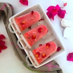 A picture of Watermelon, Coconut and Rose Popsicles #Coconut Tamarind Contest.