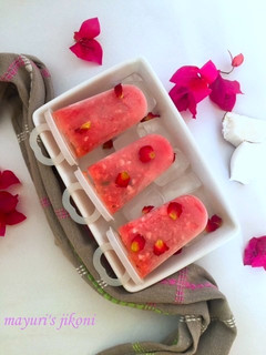 A picture of Watermelon, Coconut and Rose Popsicles #Coconut Tamarind Contest.