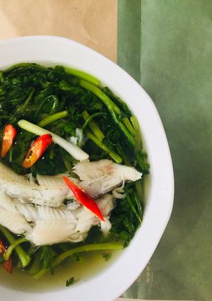Hình của món Canh cá khoai nấu tần ô.