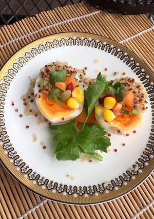 Foto resep Telor rebus dengan topping quinoa