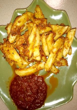 A picture of Crispy fried potato wedges recipe.