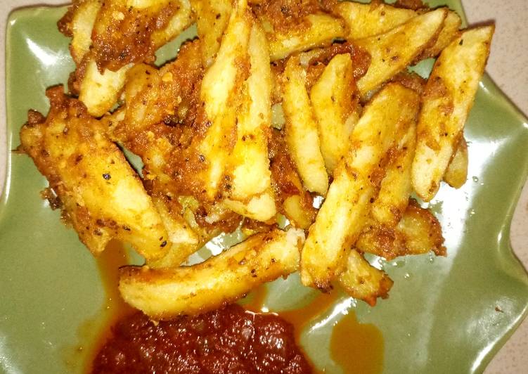 Steps to Prepare Super Quick Homemade Crispy fried potato wedges recipe