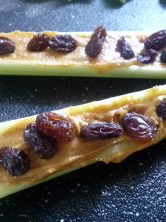 A picture of Ants on a log.