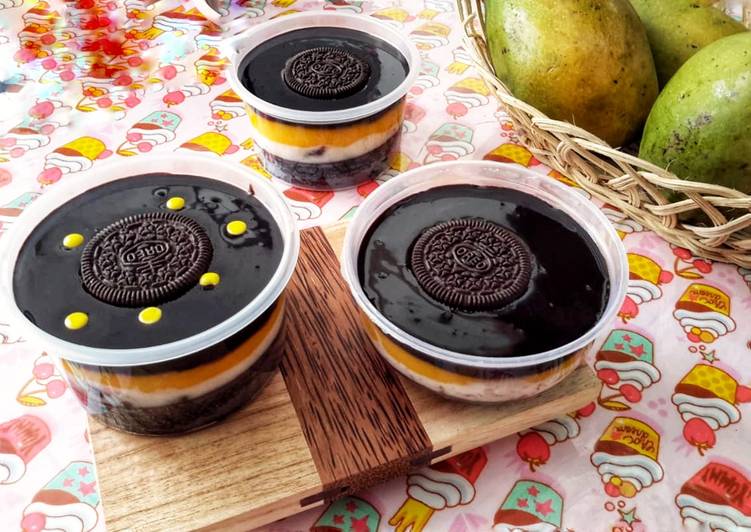 Cara membuat Dessert Box Oreo Vla Mangga  yang Bisa Manjain Lidah