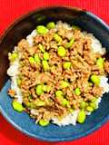 Spicy Edamame and Ground Pork Rice Bowl