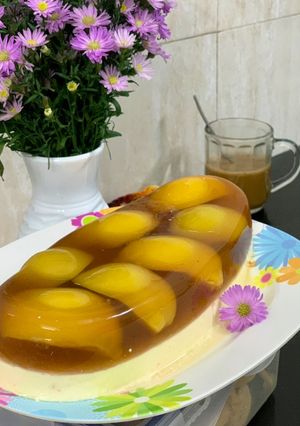 Hình của món Panna cotta thạch trà đào 🍑.