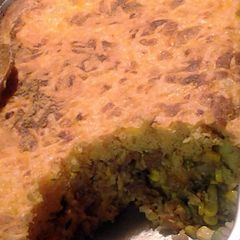 cheesy cornbread beef pot pie A picture of cheesy cornbread beef pot pie.