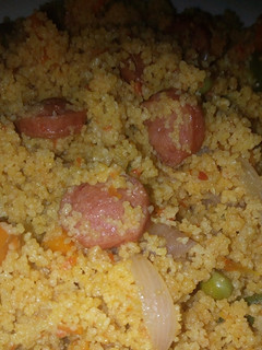 A picture of Couscous with sausage.
