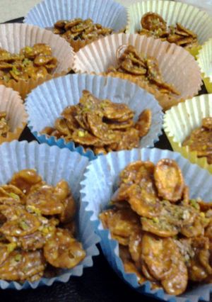 A picture of chocolate cornflakes in the cup.
