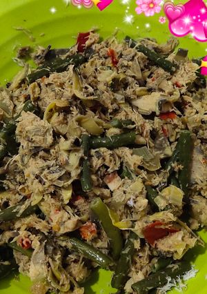 Foto resep Urap jantung pisang dan kacang panjang
